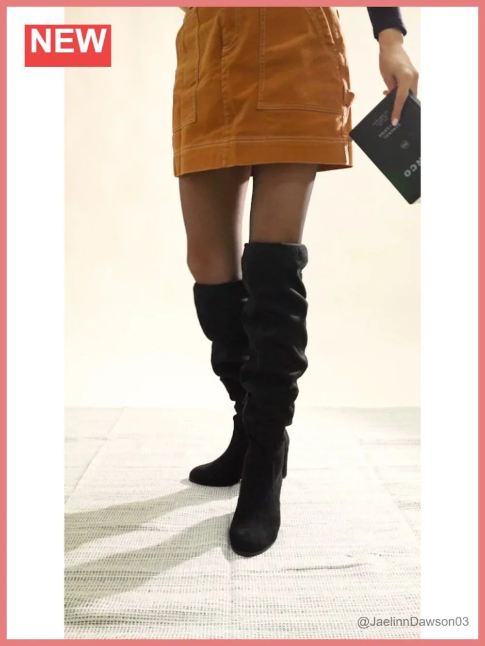 Over-the-Knee High Boots - Chunky Heel Fall Winter Vegan Suede